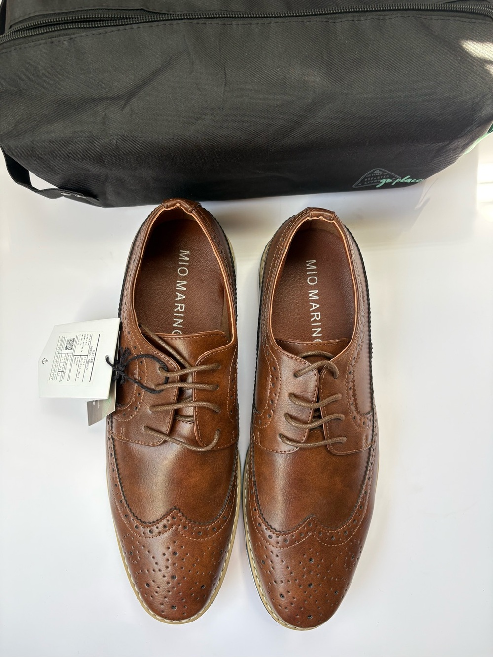 Men's Mio Marino Brown Leather Wingtip Oxford Shoes Sz 11